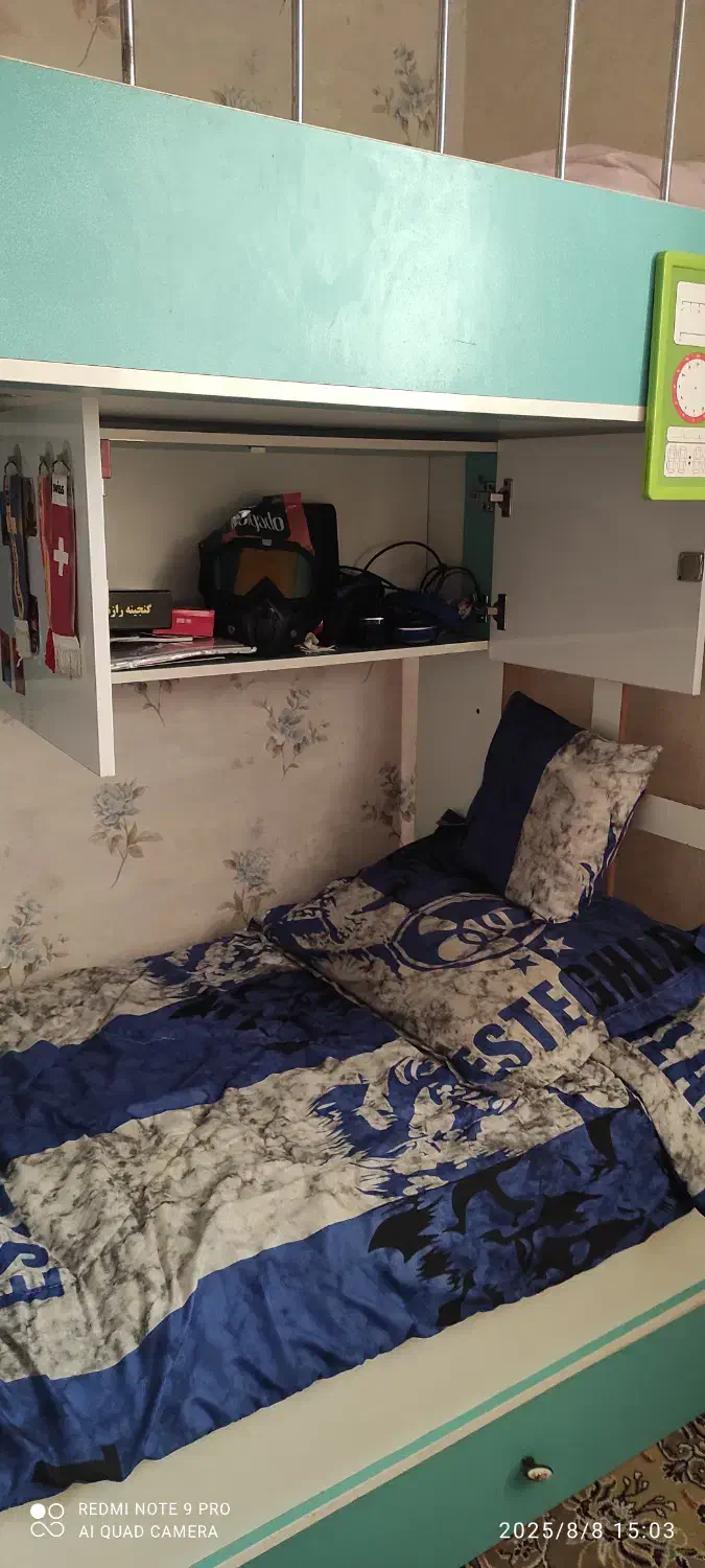 تخت دو طبقه چوبی|تخت و سرویس خواب|دزفول, |دیوار