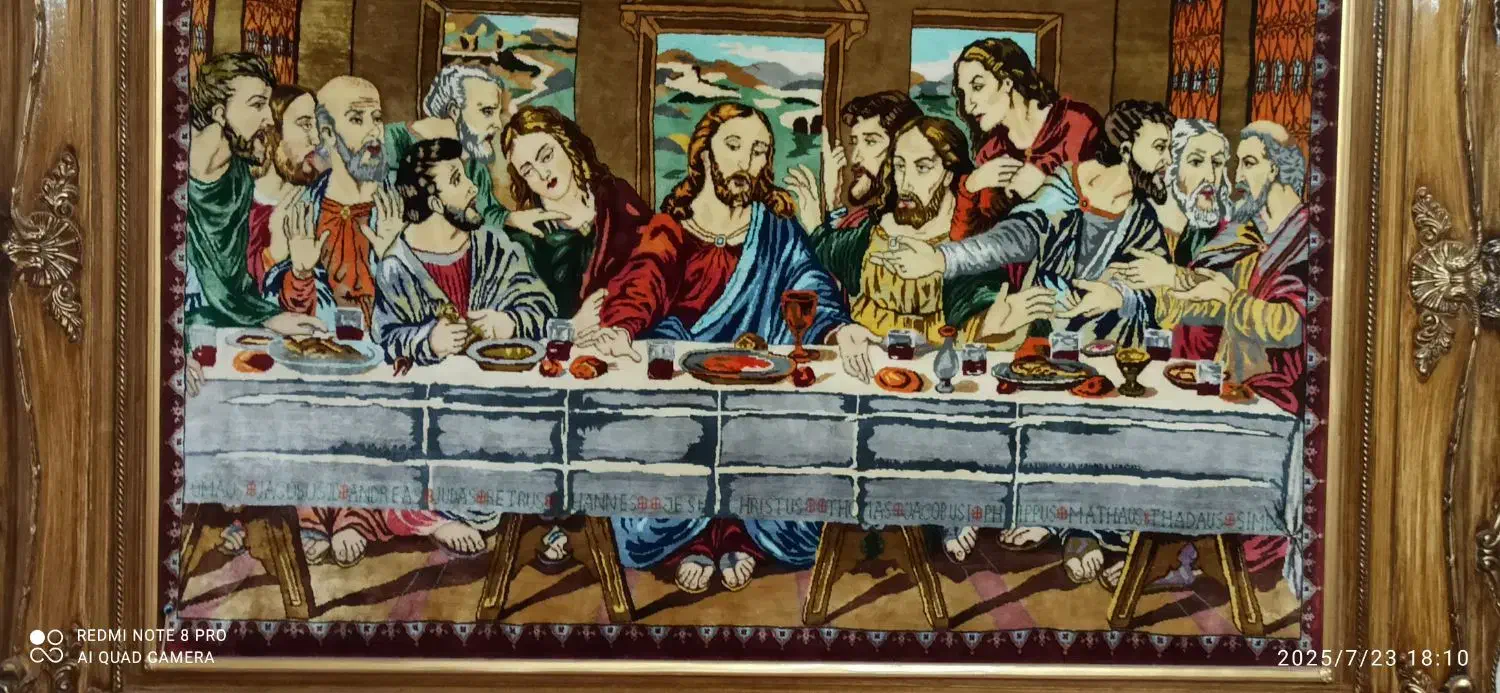 تابلو فرش تمام ابریشم شام آخر|تابلو فرش|ری, جوانمرد قصاب|دیوار