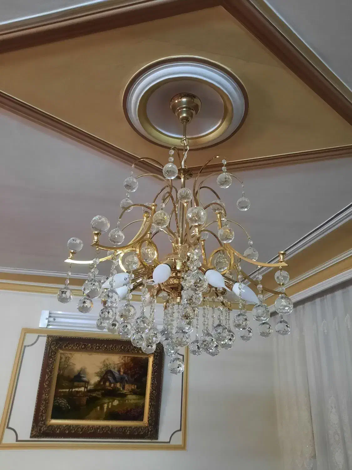 ۳ عدد لوستر کریستال و فلز نو وتمیز|لوستر و چراغ آویز|اراک, |دیوار