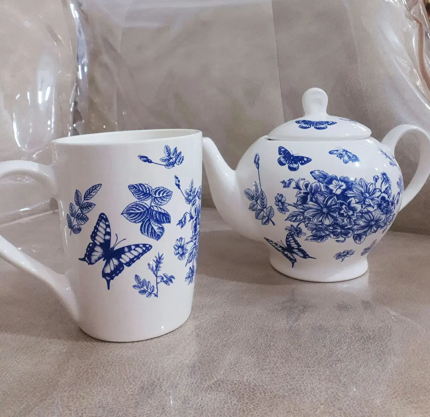 قوری وماگ قلم آبی|قوری، کتری، قهوهساز دستی|کرمانشاه, |دیوار