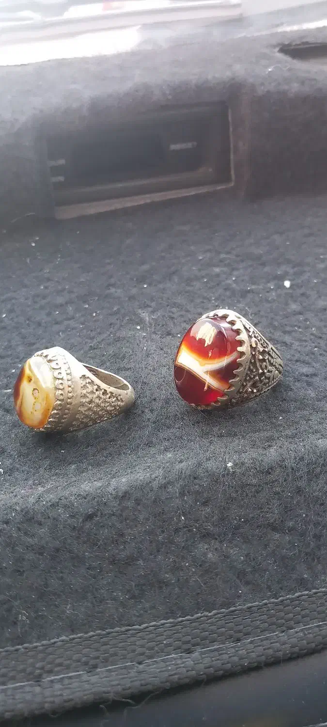 سه عدد انگشتر آلیاژی با نگین عقیق سلیمانی|جواهرات|ملکان, |دیوار