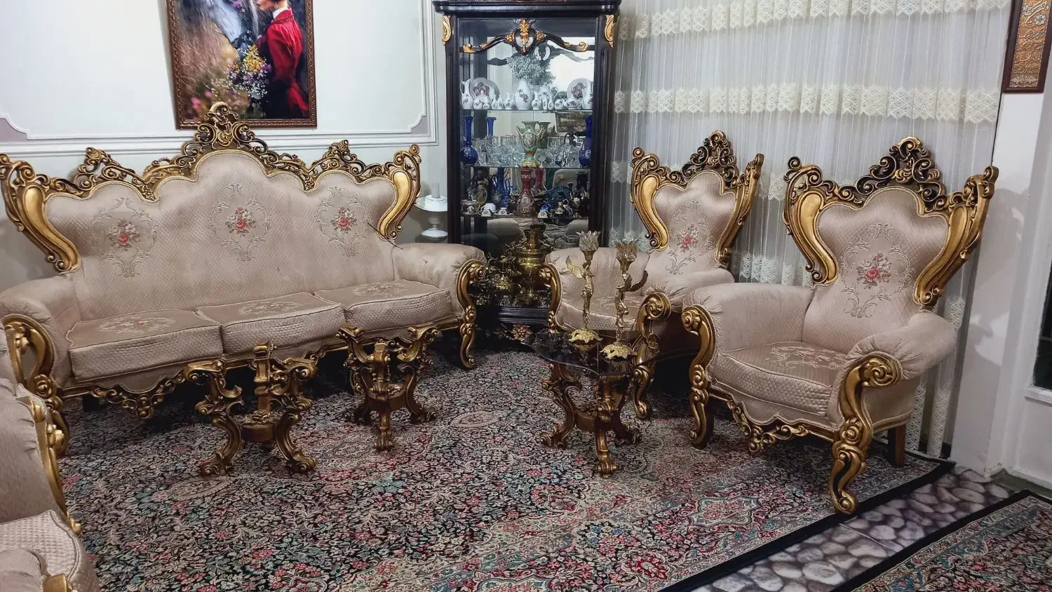 مبلمان استیل سلطنتی ۹نفره*میز غذاخوری۶نفره*|مبلمان خانگی و میز عسلی|بروجرد, |دیوار