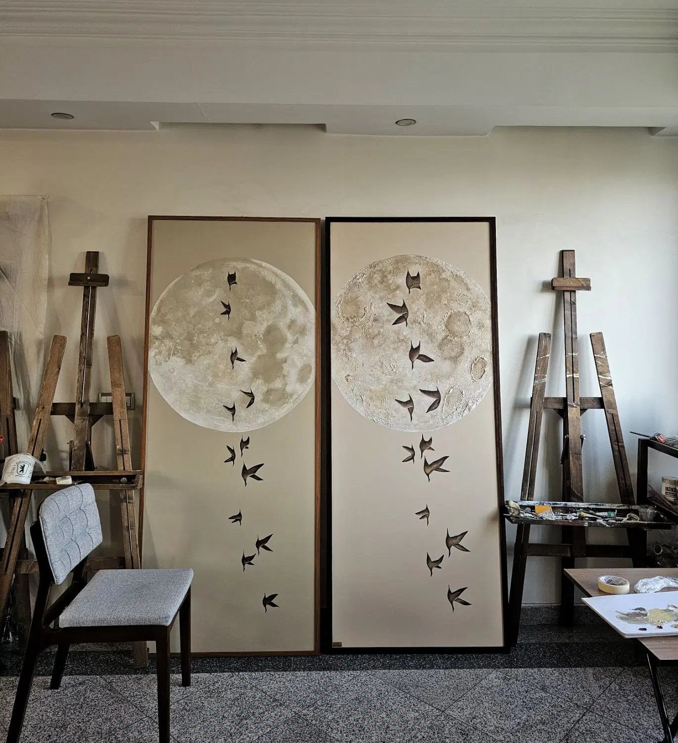 تابلو نقاشی *مون* دو مدل برجسته و رنگ روغن|تابلو، نقاشی، عکس|تهران, نیلوفر|دیوار