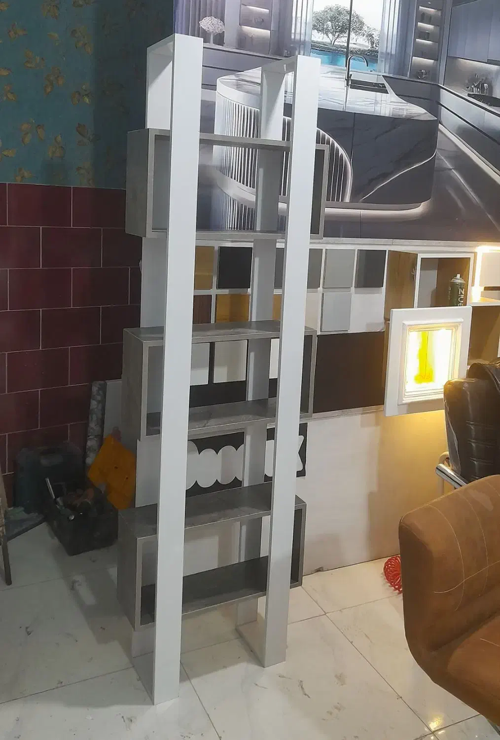 کتابخانه|کتابخانه، شلف، قفسه‌های دیواری|تربت‌حیدریه, قائم|دیوار