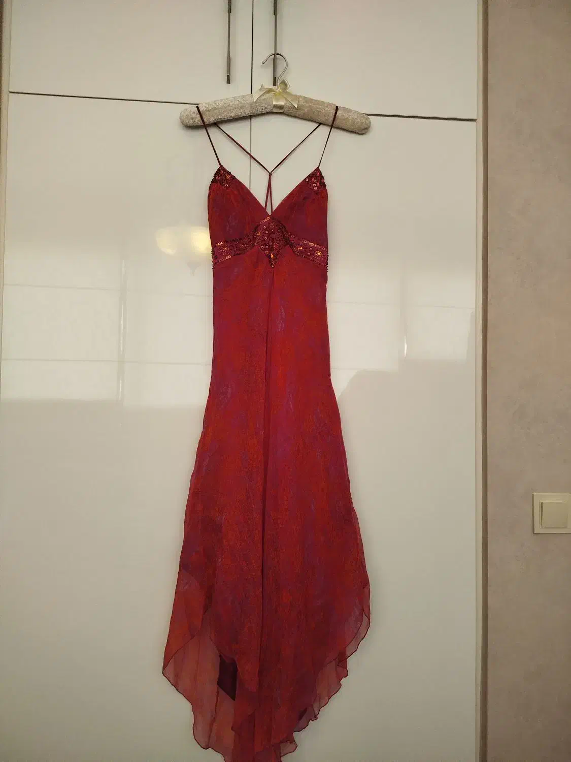 پیراهن مجلسی حریر قرمز بلند اورجینال (نو)|لباس|تهران, پاسداران|دیوار