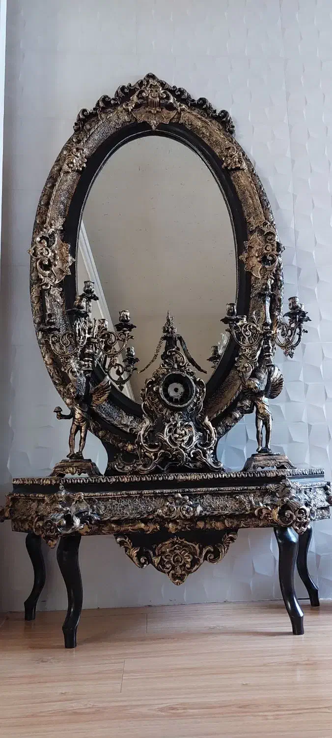 آینه کنسول چوبی|بوفه، ویترین، کنسول|خوی, |دیوار