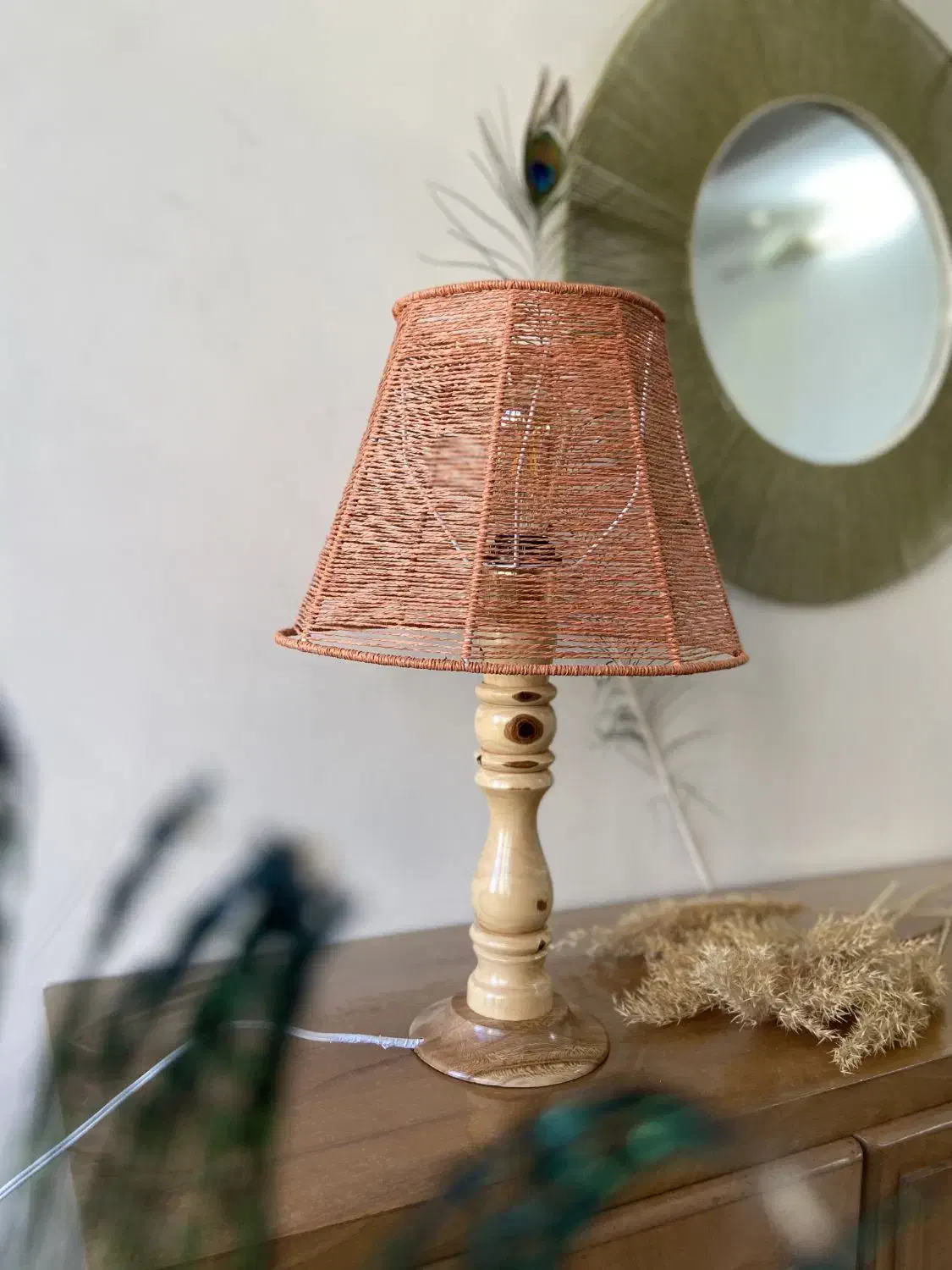 لوستر وآباژور رافیا ترک|چراغ خواب و آباژور|بروجرد, |دیوار