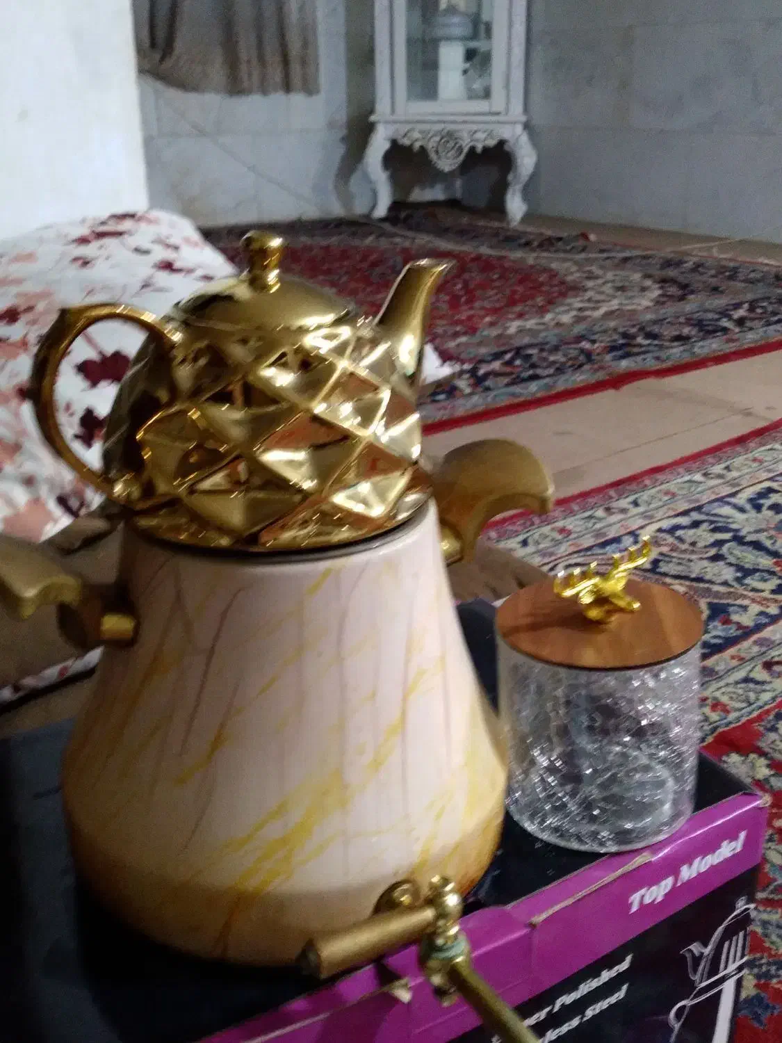 کتری قوری لعابی کف چدن|سماور، چایساز، قهوهساز|مشهد, نوده|دیوار