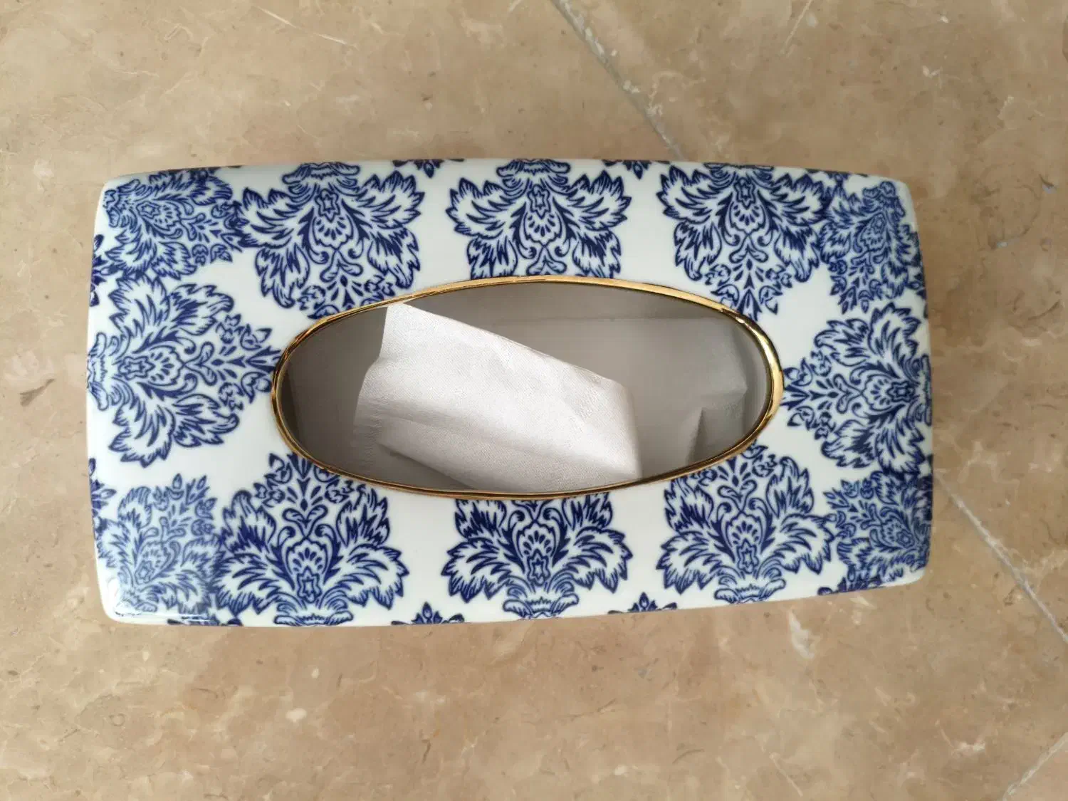 جای دستمال کاغذی چینی طرح داماس|ظروف سرو و پذیرایی|تهران, ستارخان|دیوار