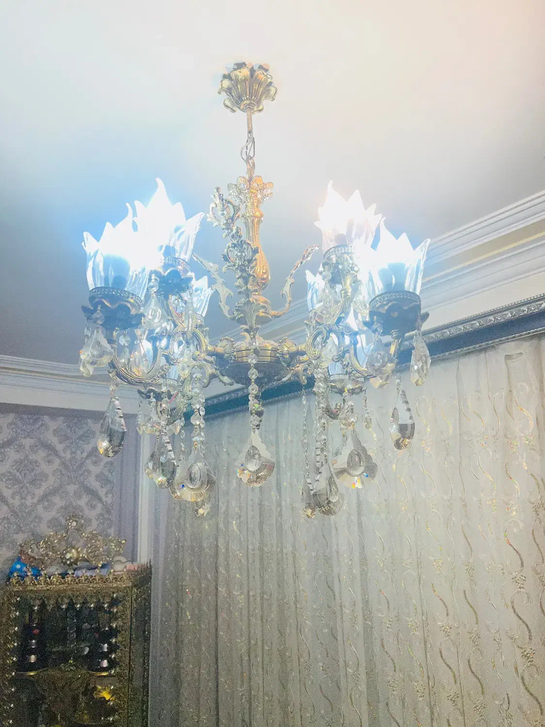 دو عدد لوستر برنز ۴شاخه ۸لامپی|لوستر و چراغ آویز|تبریز, |دیوار