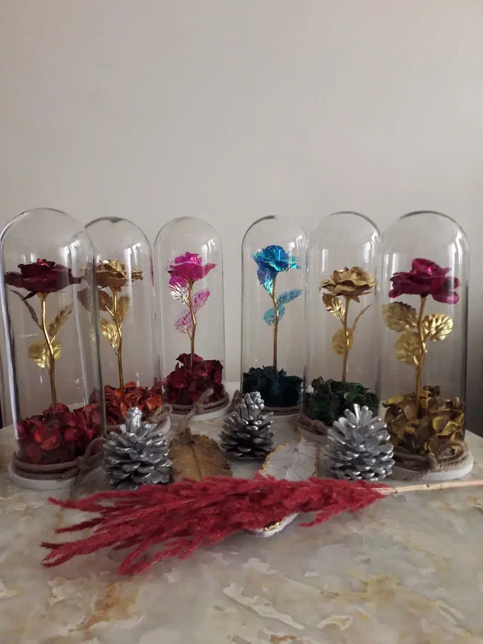 باکس گل شیشه ای ورق طلایی کادویی تولد و...|گل مصنوعی|تبریز, |دیوار