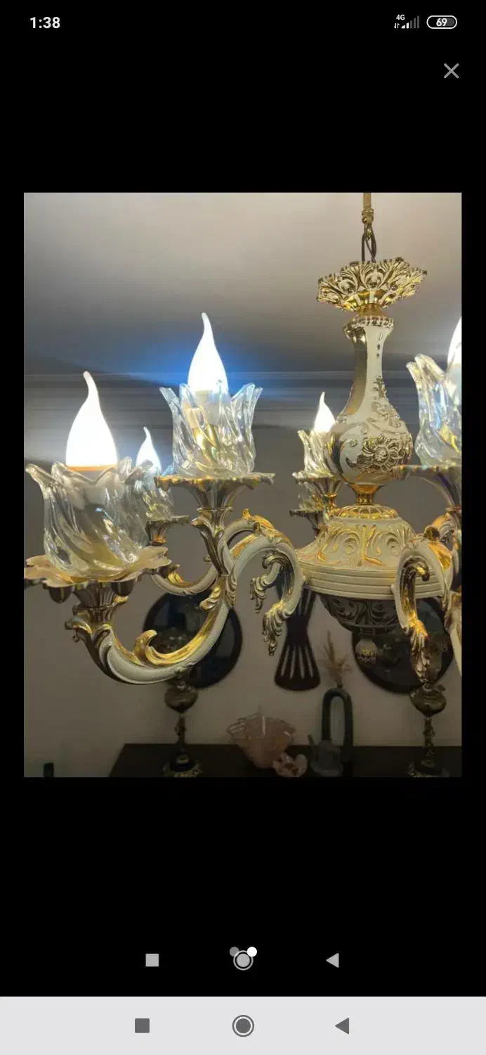 لوستر ۱۲ شاخه برنز دو عدد|لوستر و چراغ آویز|تبریز, |دیوار