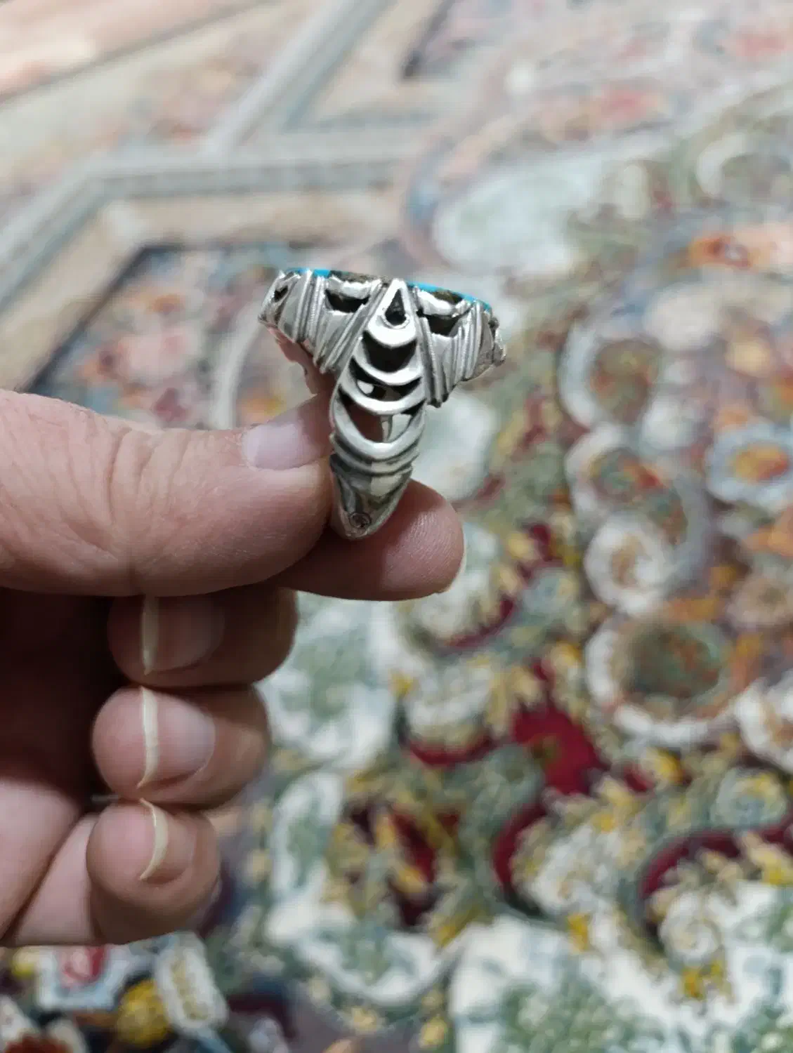 انگشتر نقره فیروزه نیشابور|جواهرات|خرم‌آباد, |دیوار