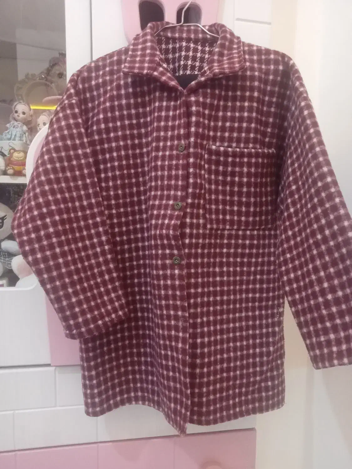 پالتو پشمی چهارخونه نو سالم|لباس|ری, کارخانه سیمان|دیوار