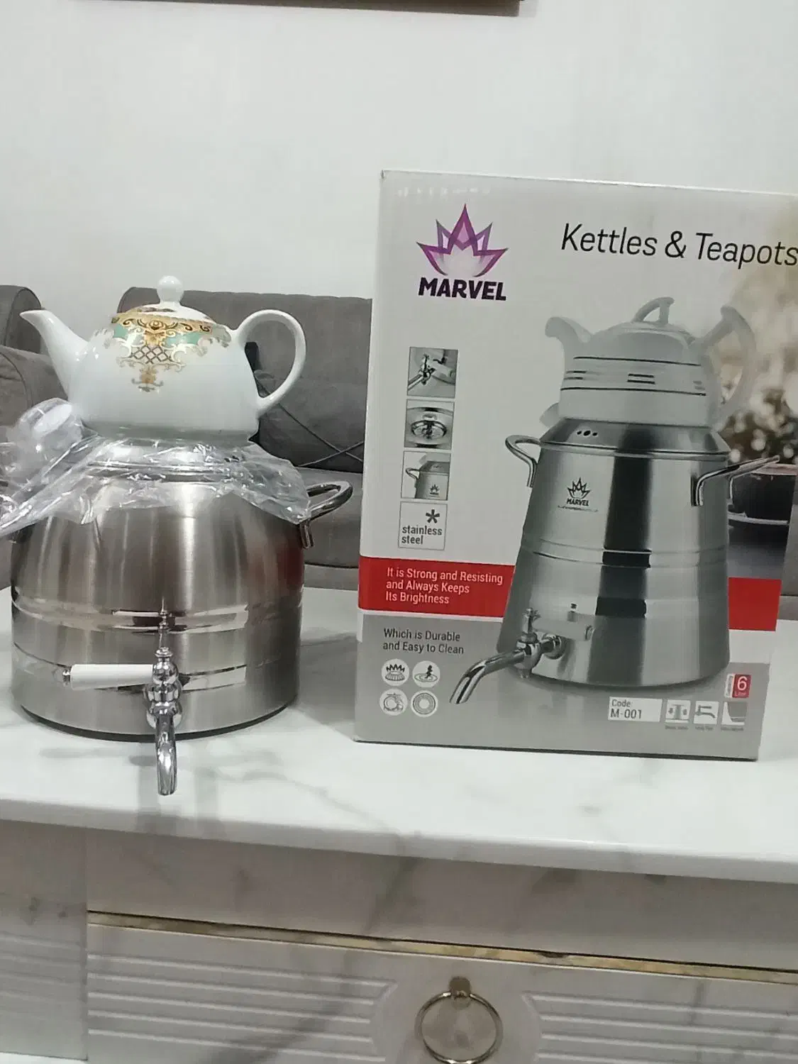 سماور کتری قوری marvel اکبند|سماور، چای‌ساز، قهوه‌ساز|پاکدشت, پاکدشت (مامازند)|دیوار