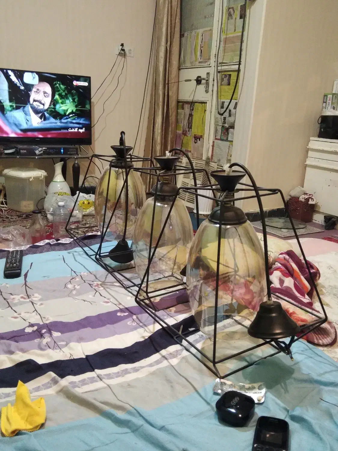 آویزچراغ،۳عددهمشکل|لوستر و چراغ آویز|اهواز, زندوکیلی|دیوار