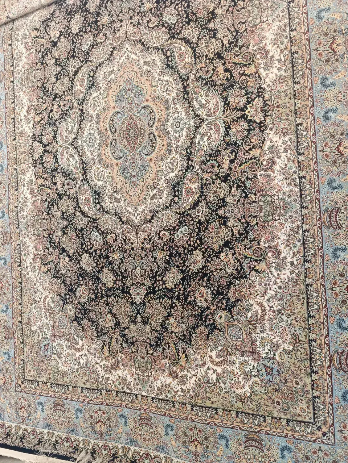 دوتافرش12متری و6 متری1200شانه تافته  سرمه ای|فرش|ری, شهادت|دیوار