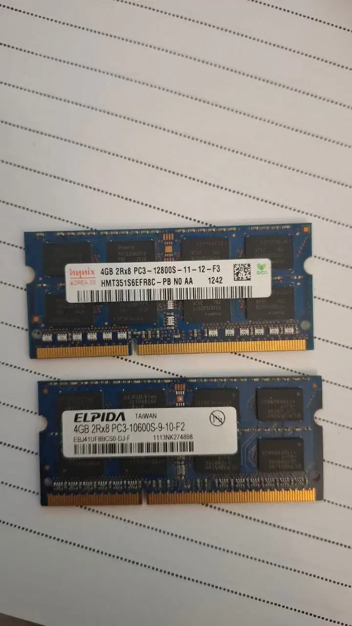 ۲ عدد رم لپ‌تاپ ۴ گیگ DDR3 (Elpida + Hynix)|قطعات و لوازم جانبی رایانه|کوهسار (البرز), |دیوار