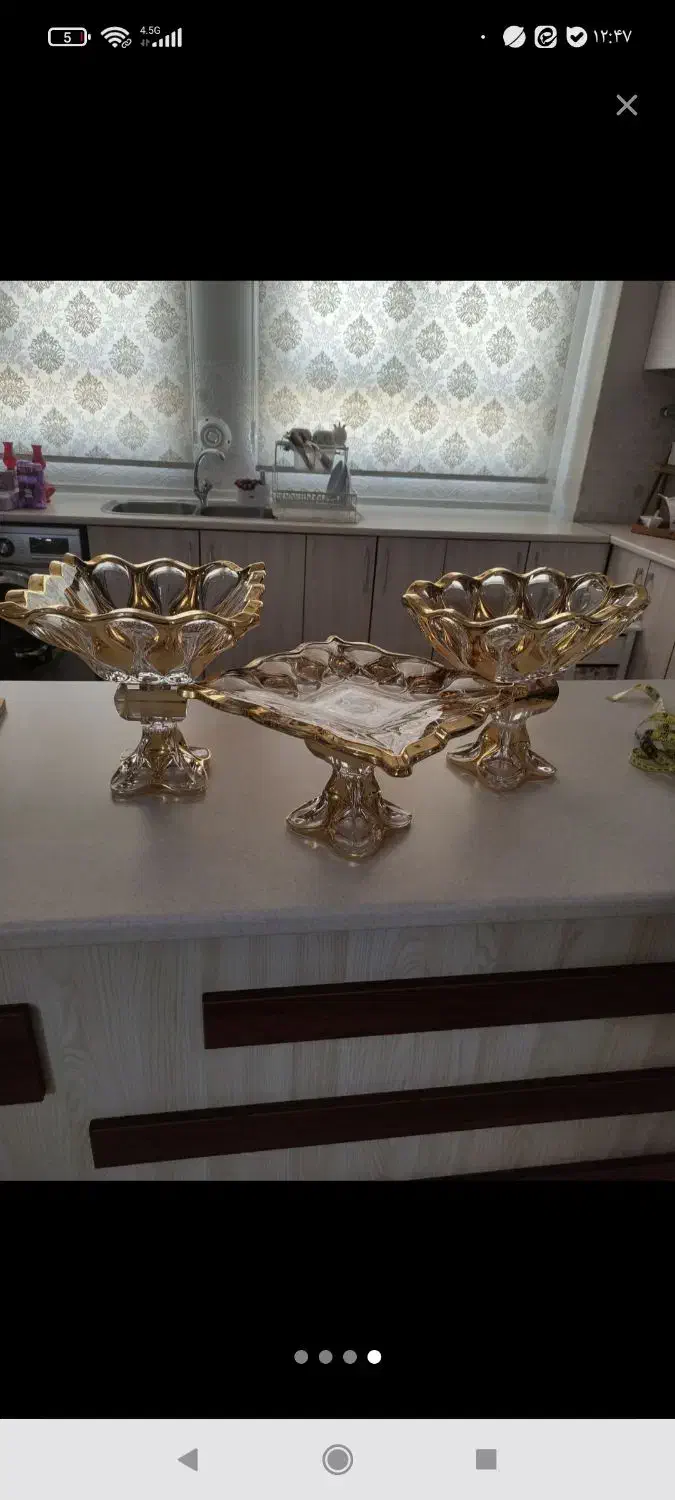 ست پذیرایی۳ تیکه طلایی رنگ|ظروف سرو و پذیرایی|ری, دیلمان|دیوار