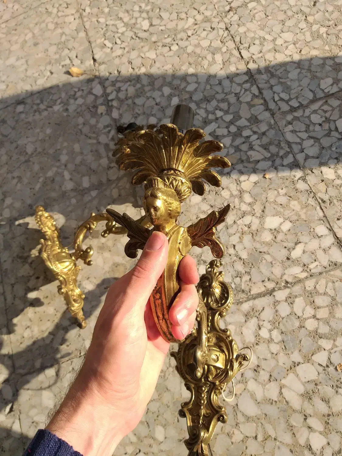 دیوار کوب برنجی قدیمی|لوستر و چراغ آویز|تهران, صادقیه|دیوار