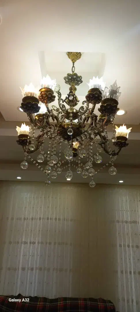 دوعدد لوستر برنز|لوستر و چراغ آویز|میاندوآب, |دیوار