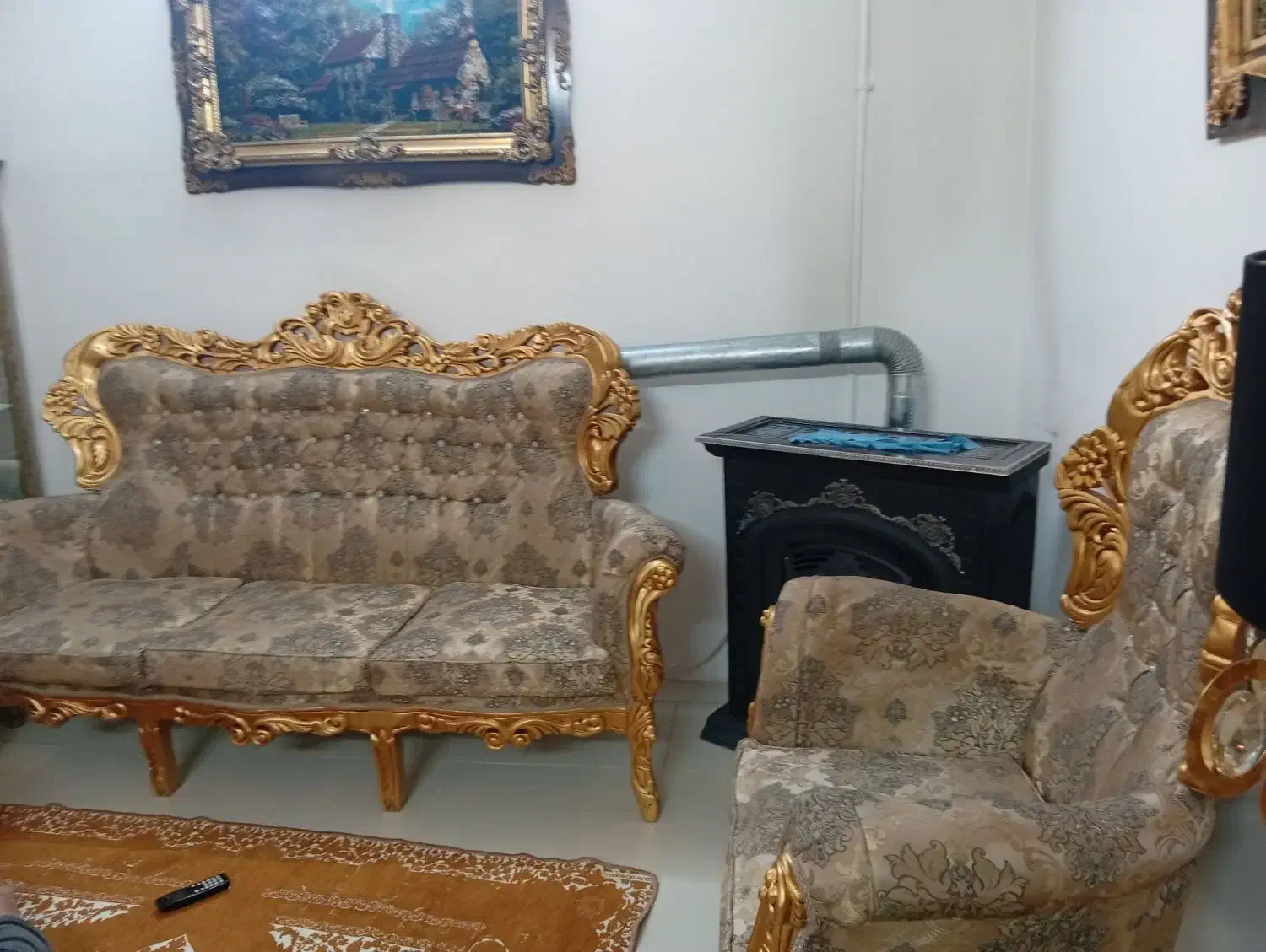 مبلمان سلطنتی با میز نهاررخوری و دکور برنجی|مبلمان خانگی و میز عسلی|قزوین, |دیوار