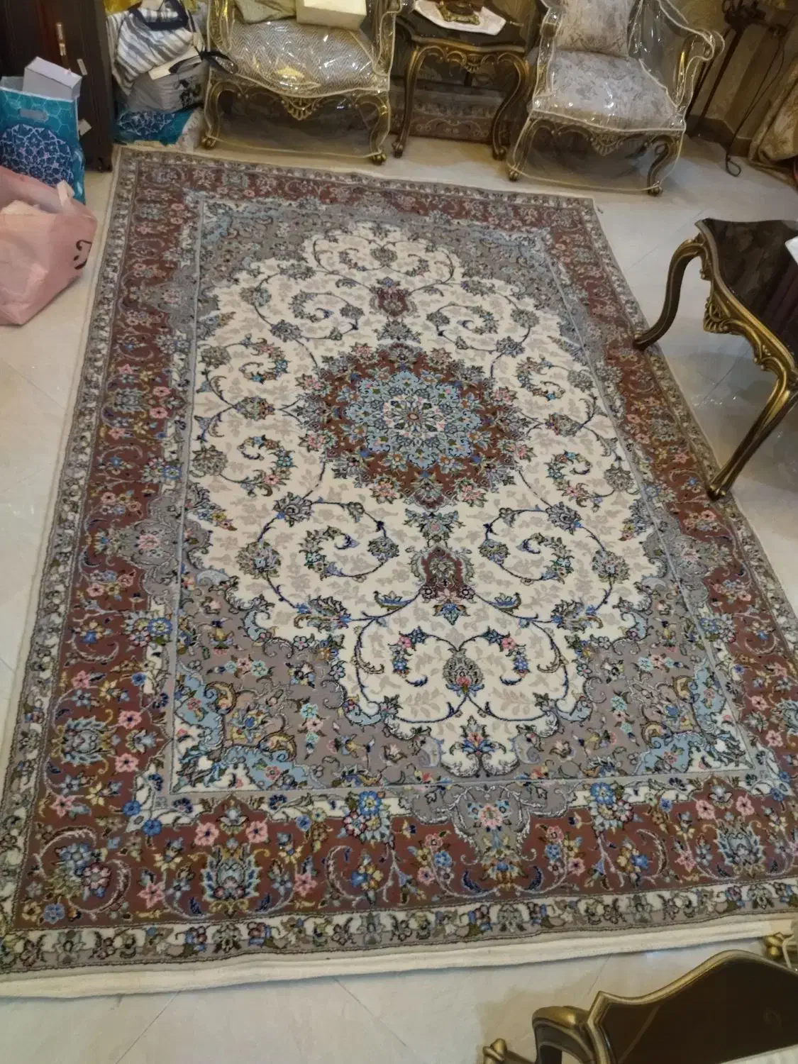 فرش دستبافت جفت 6 متری کاشان نو پشم و ابریشم|فرش|تهران, تهرانپارس غربی|دیوار