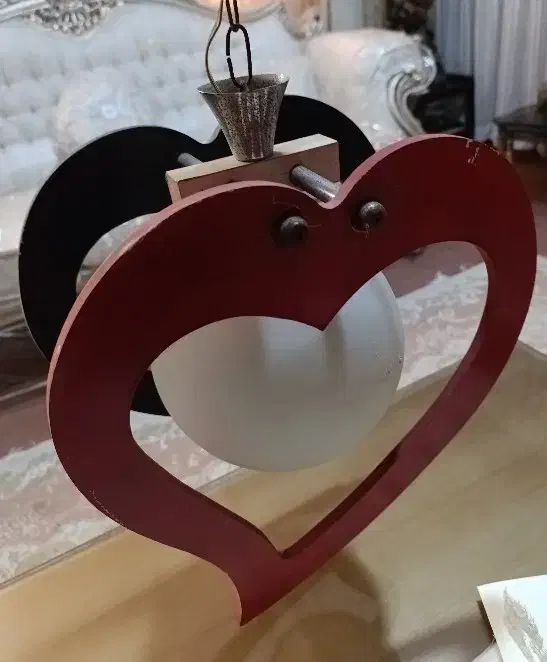 لوستر چوبی قلبی|لوستر و چراغ آویز|خاوران, |دیوار