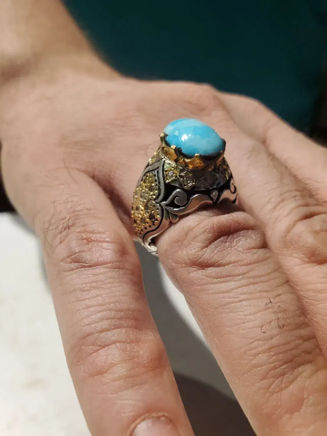 فروش انگشتر فیروزه نیشابور رکاب نقره دست‌ساز|کلکسیون اشیاء عتیقه|مشهد, شهید آوینی|دیوار