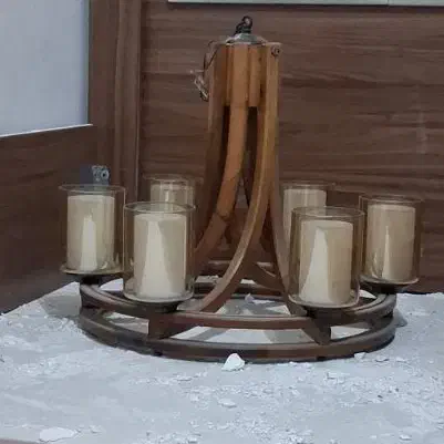 لوستر۶شاخه چوبی سالم|لوستر و چراغ آویز|رشت, رشتیان|دیوار