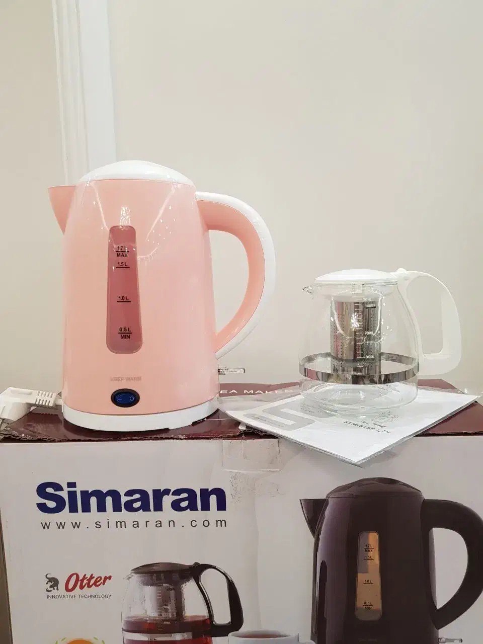 چایساز شیشهای صورتی با قابلیت گرم نگهداری|سماور، چایساز، قهوهساز|تهران, ائمه اطهار|دیوار