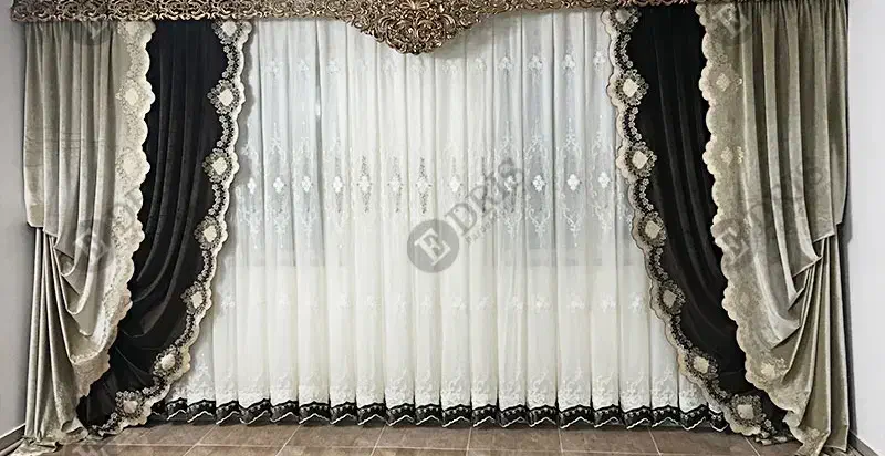 ۴عددوالان پرده قهوه ای و کرم ۲تا قهوه ای ۲تا کرم|پرده، رانر، رومیزی|نسیم‌شهر, |دیوار