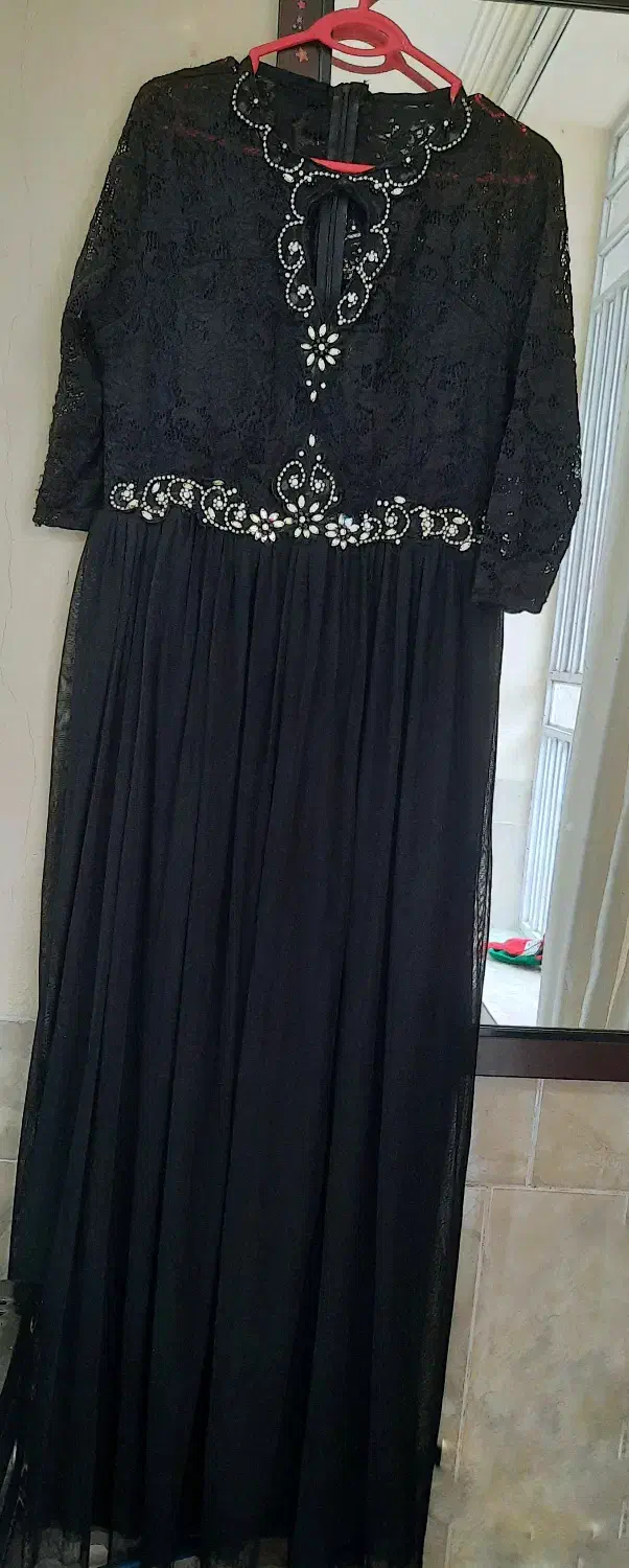 پیراهن مجلسی مشکی شیک با سنگدوزی ظریف|لباس|مرودشت, سهلآباد|دیوار