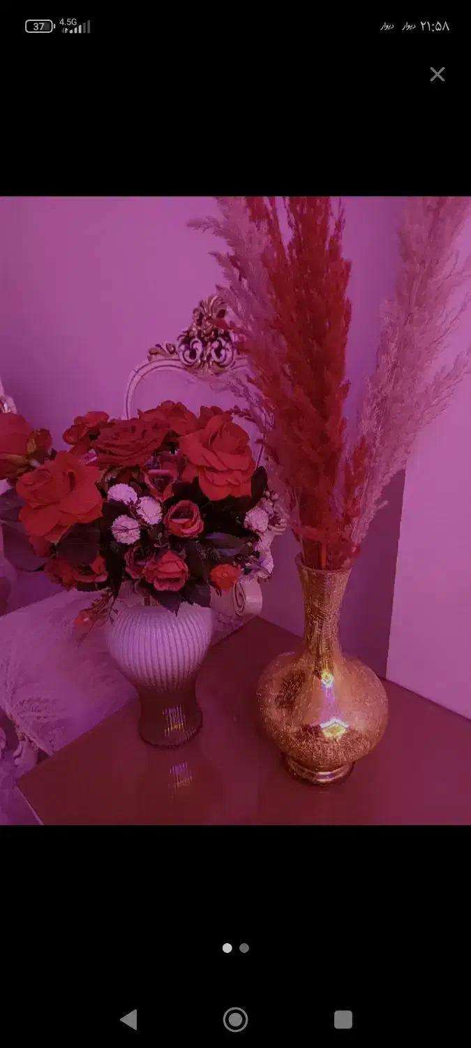 دو عدد گلدون|گل مصنوعی|لاهیجان, کوی زمانی|دیوار