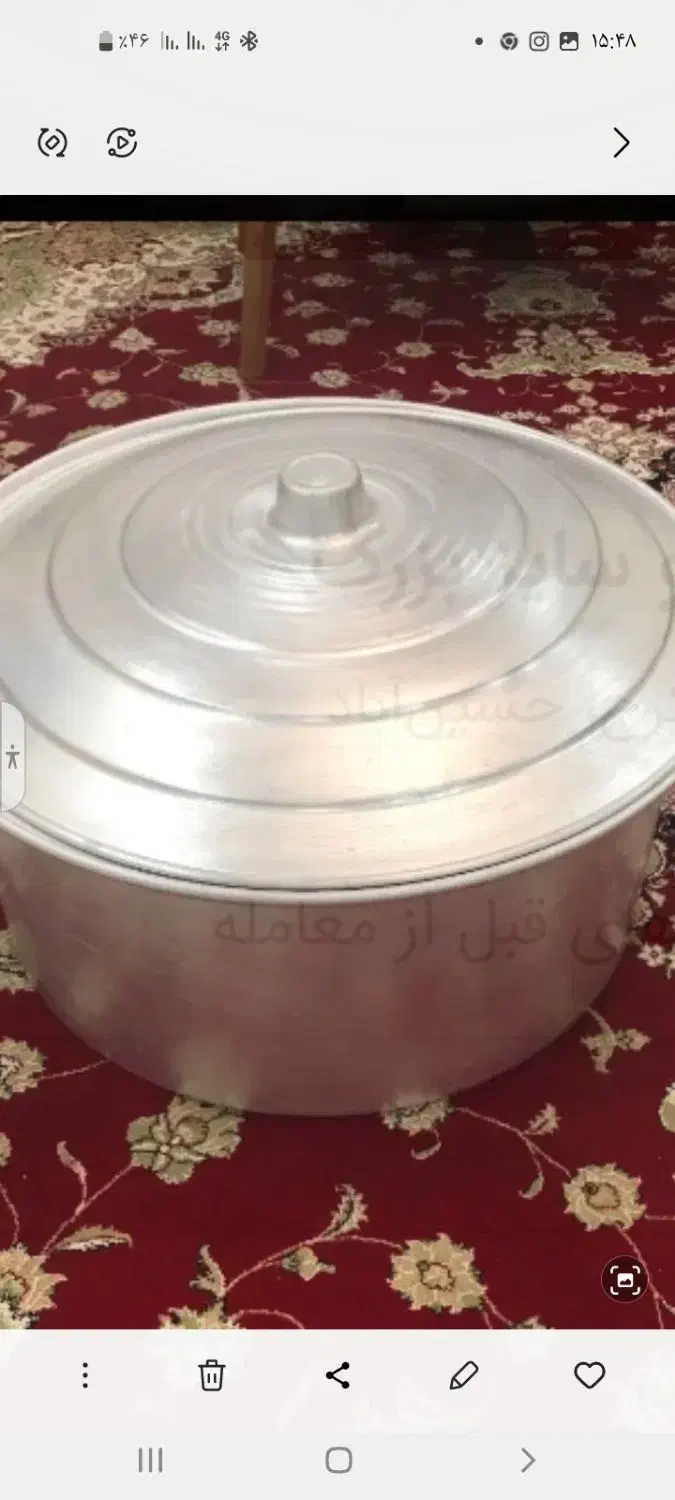 قابلمه بزرگ روحی ویک عدد تشت وچندقابلمه کوچک روحی|ظروف پخت‌وپز|چهارباغ, |دیوار