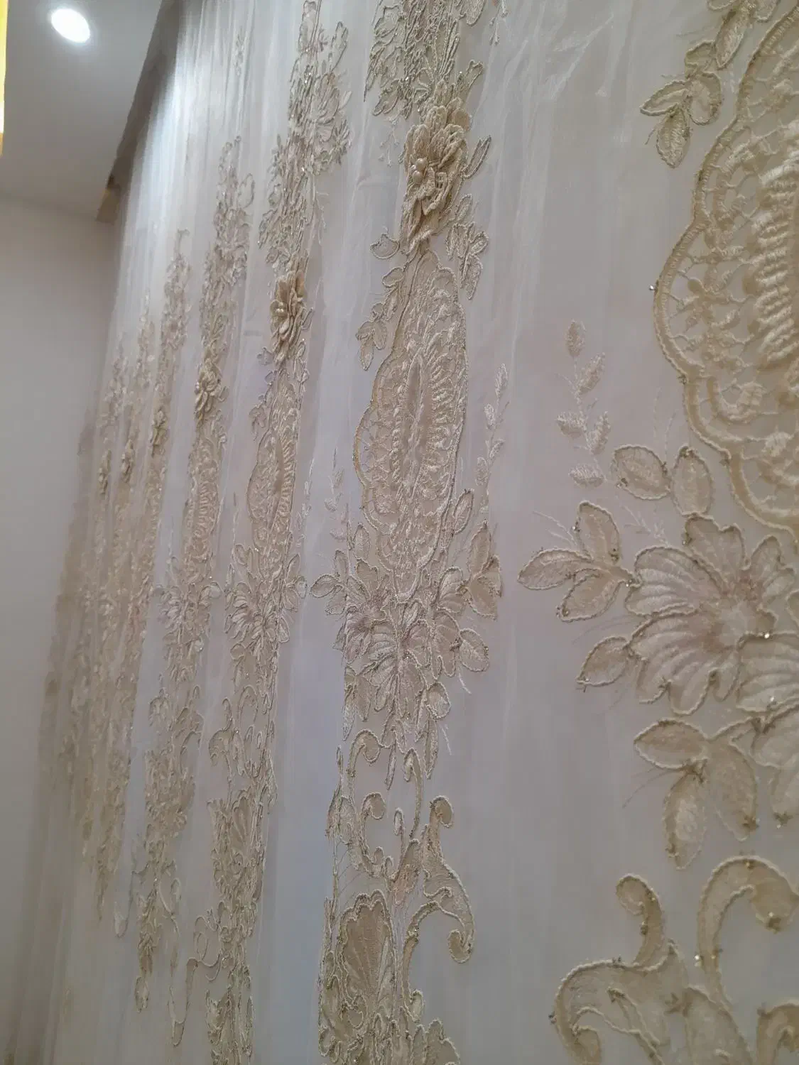 پرده تور کتان ترک گل برجسته  نو|پرده، رانر، رومیزی|مشهد, خواجه ربیع|دیوار