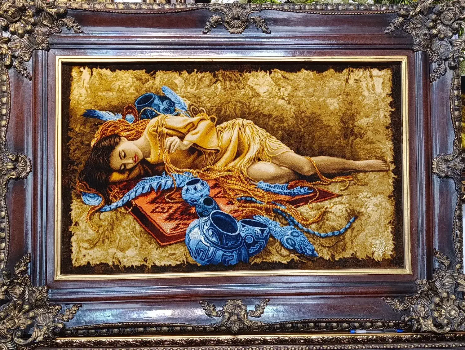 تابلو فرش دستباف تبریز دختر جواهر فروش ۸۵×۱۱۵|تابلو فرش|تهران, دردشت|دیوار