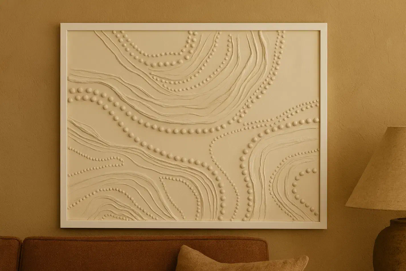 تابلو دکوراتیو تمام برجسته با طرح مروارید/ رنگ کرم|تابلو، نقاشی، عکس|فردیس, خیام غربی|دیوار