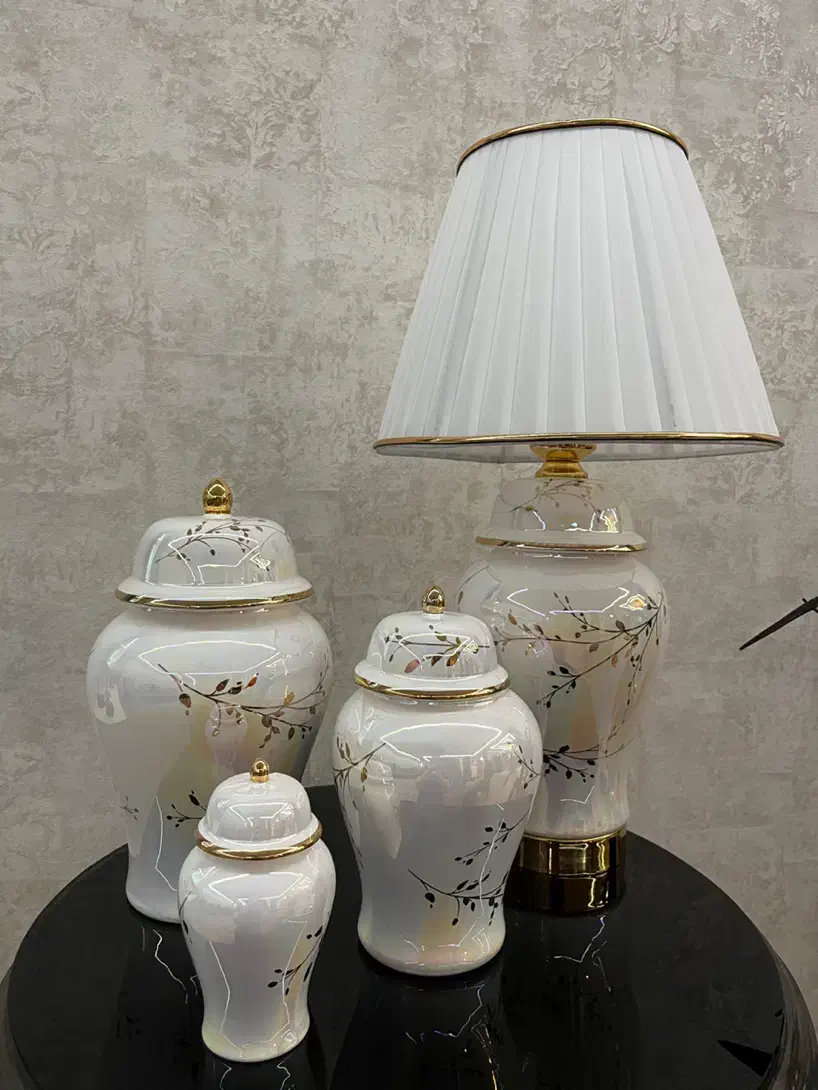 ست جینجر جار به همراه آباژور دارای لعاب صدفی|صنایع دستی و سایر لوازم تزئینی|پاکدشت, پاکدشت (مامازند)|دیوار