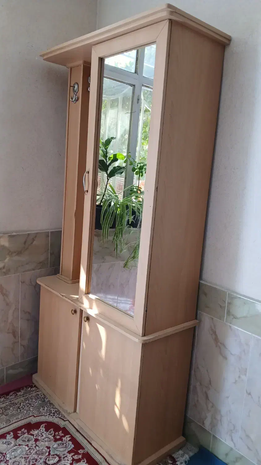 جاکفشی دارای آینه قدی و کمد بزرگ و جالباسی|جاکفشی، کمد، دراور|شیروان (خراسان), |دیوار