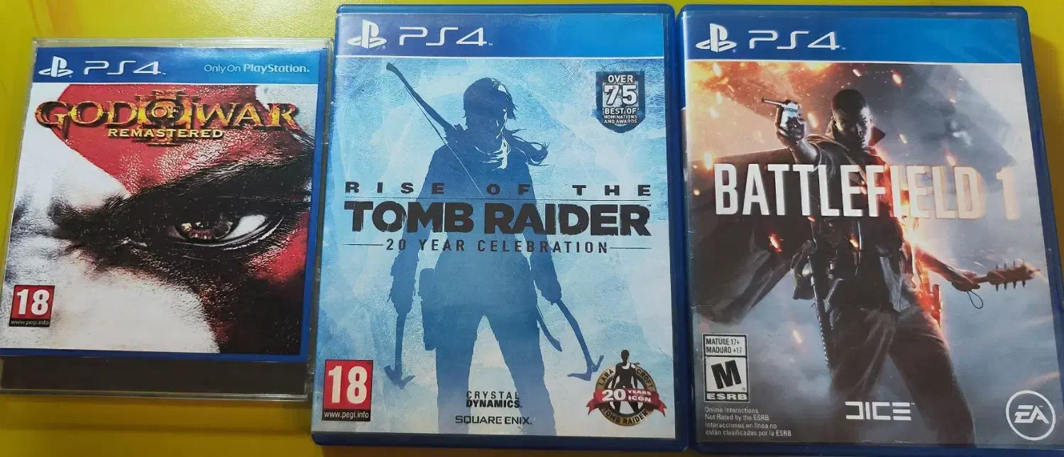 دیسک بازی God of war3 battlefield1 tomb raider ps4|کنسول، بازی ویدئویی و آنلاین|شیراز, ریشمک|دیوار