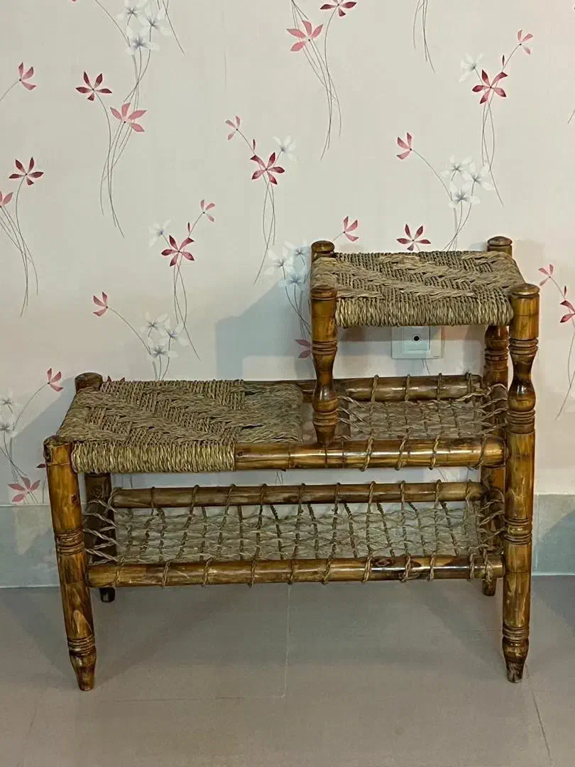 میز تلفن چوبی حصیری|مبلمان خانگی و میز عسلی|شاهرود, |دیوار