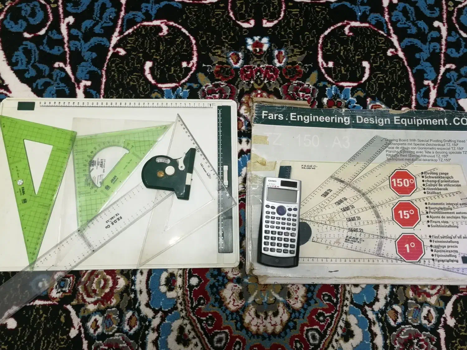 تخته رسم و ماشین حساب مهندسی|لوازم التحریر|شیراز, شهرک گلها|دیوار