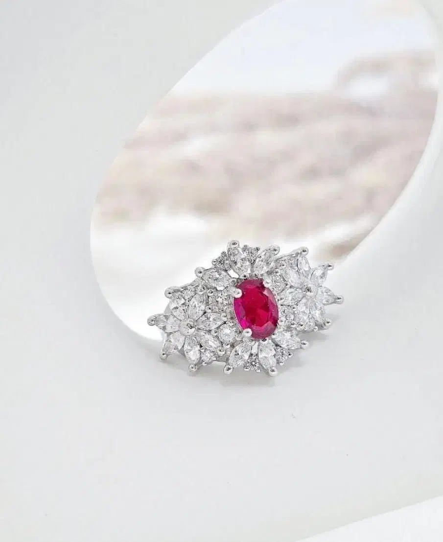 انگشتر جواهر تمام نقره مدل گل نیلوفر اشکی|بدلیجات|تبریز, |دیوار