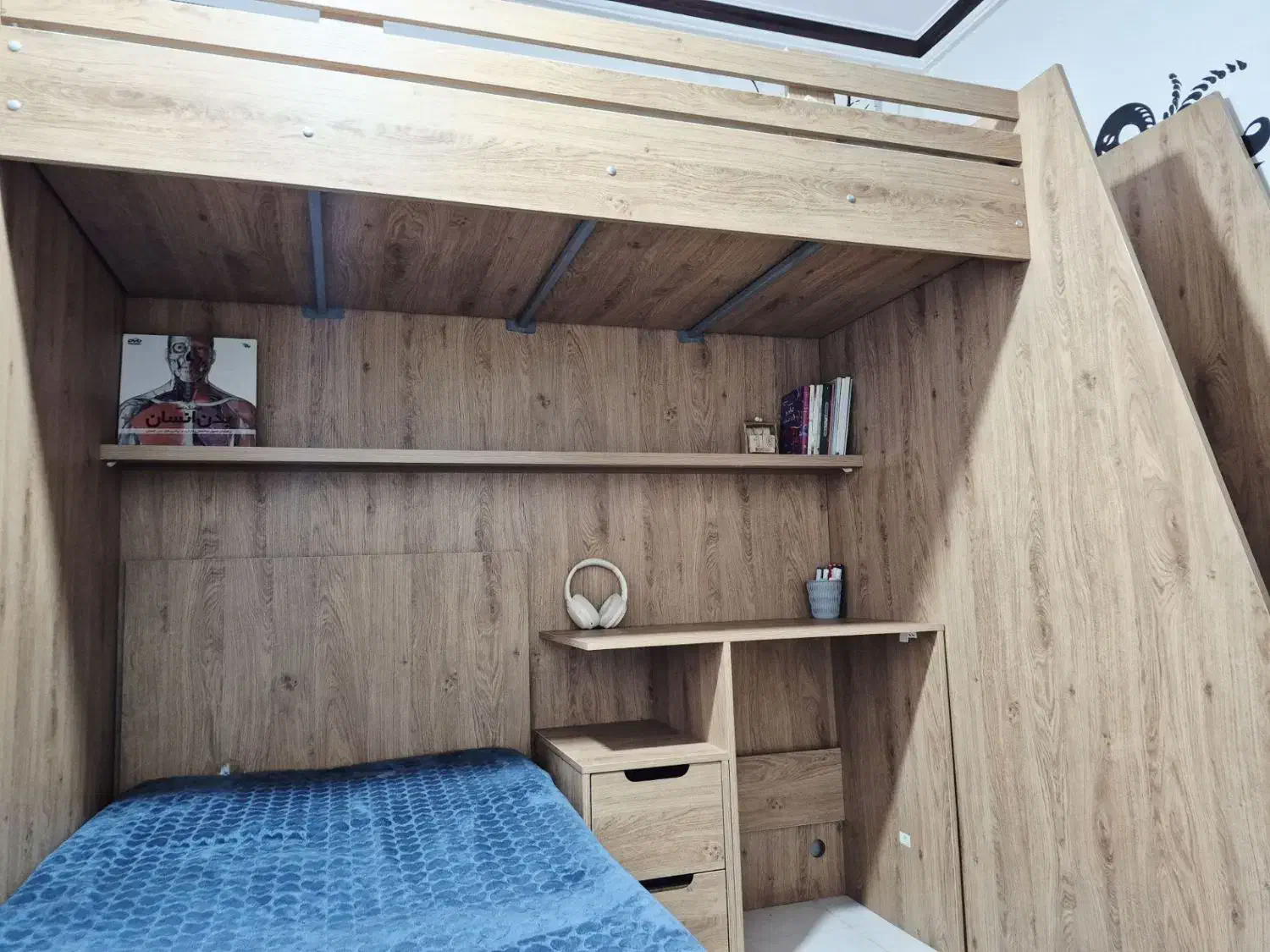 تخت دو طبقه چوبی نو|تخت و سرویس خواب|همدان, |دیوار