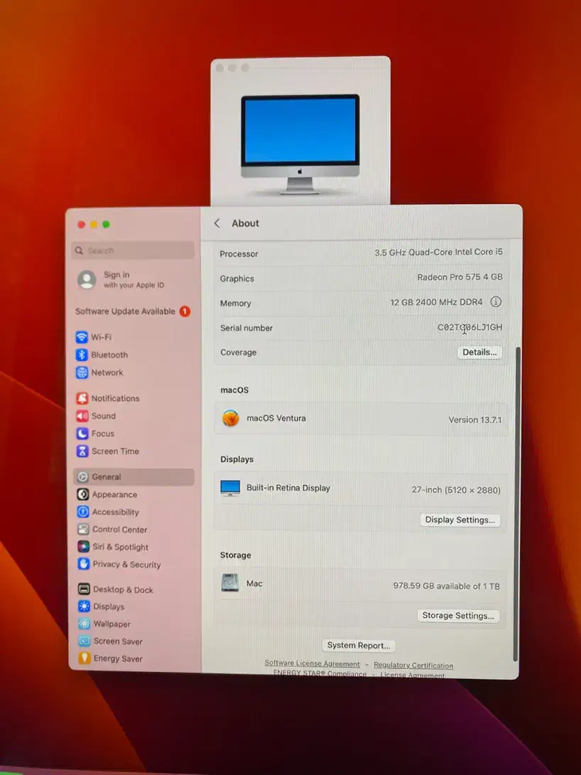 آیمک ۲۷ اینچ 2017 - 4 گیگ گرافیک 5k در حد آکبند|رایانه رومیزی|تهران, فردوسی|دیوار