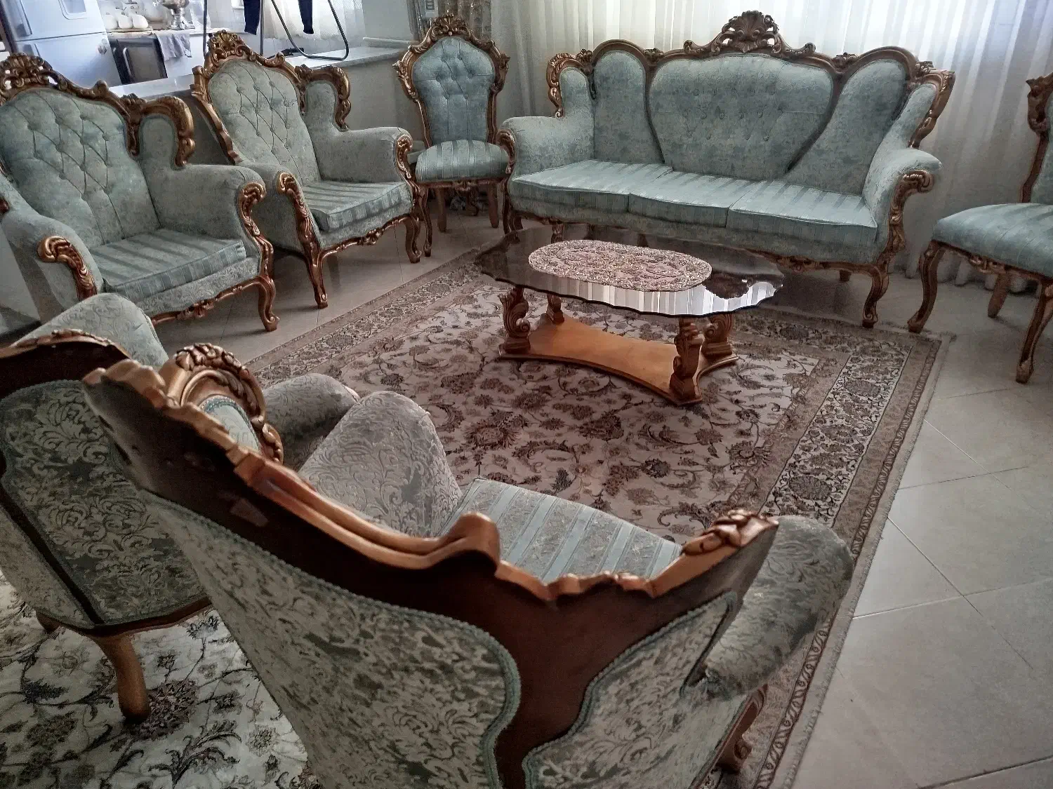 مبل سلطنتی و نهار خوری به همراه بوفه|مبلمان خانگی و میز عسلی|خلخال, |دیوار