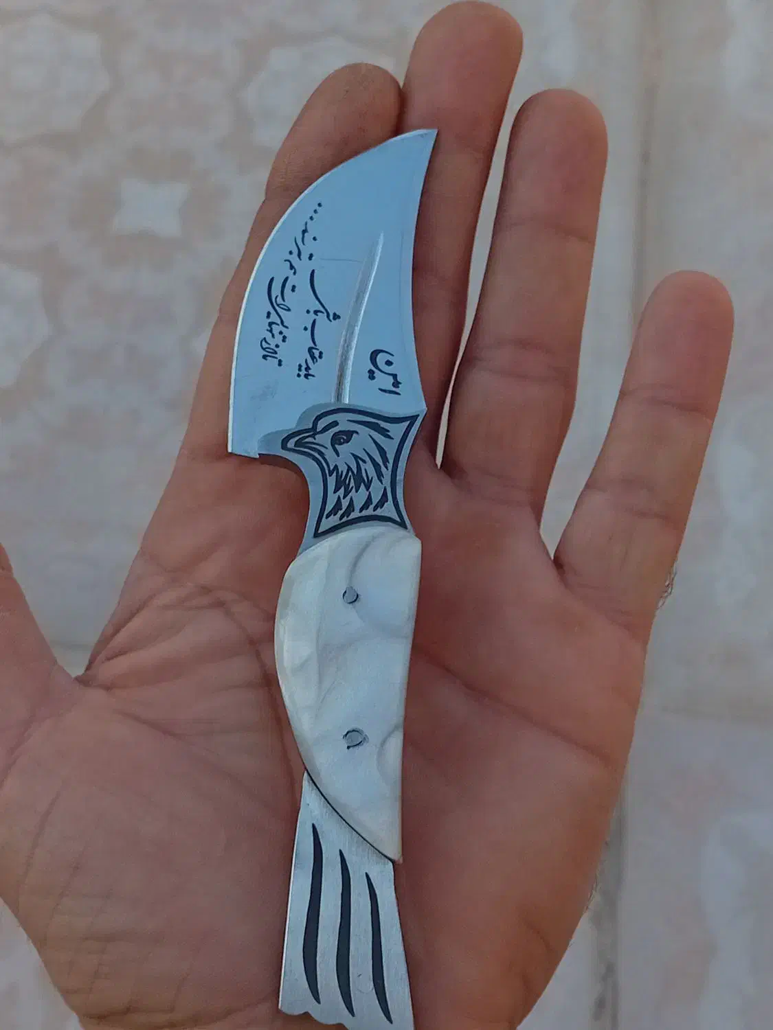 چاقو دست ساز مارک عقاب نو نو دسته سنگی|کلکسیون اشیاء عتیقه|مسجد سلیمان, |دیوار