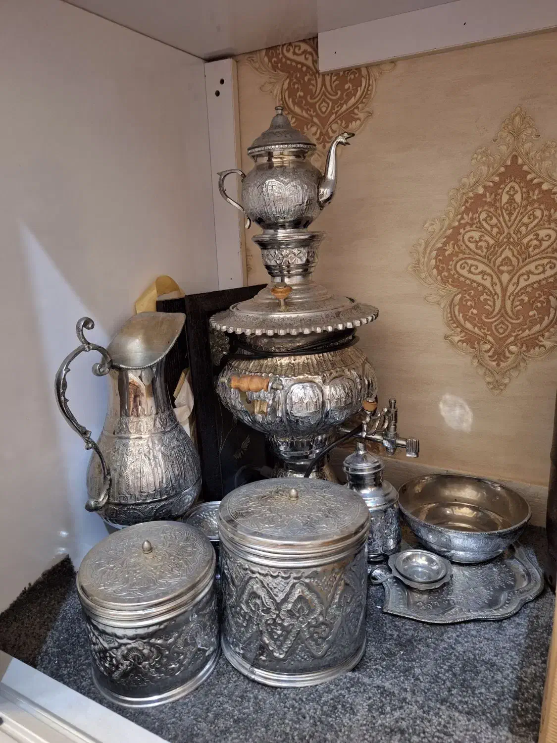 سماور برنجی 8 تیکه سالم|سماور، چای‌ساز، قهوه‌ساز|زنجان, |دیوار