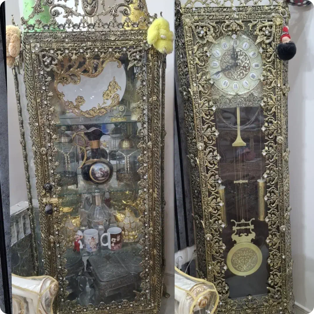 ست بوفه و ساعت ایستاده روکش برنز|بوفه، ویترین، کنسول|تهران, خرمشهر|دیوار